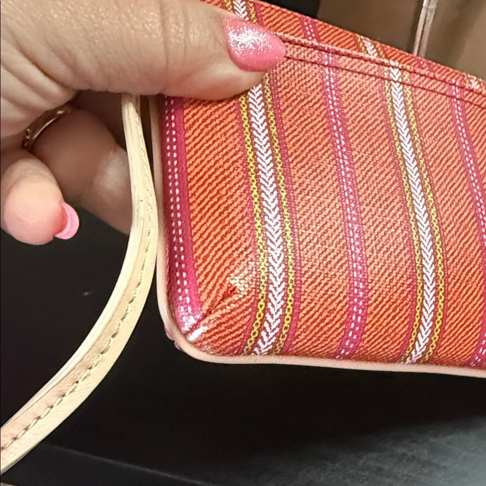 Coach Orange & Pink Striped Wristlet - Picture 4 of 12
